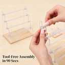 4-Tier Bracelet Holder Stand with Wood Base, Acrylic Jewelry Organizer & Display for Necklaces, Bangles, Watches, Multi-Functional Jewelry Storage for Home and Store Display