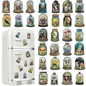 Motipuns 30 Pcs Halloween Diamond Painting Magnets Kits Gothic Potion Bottle Diamond Art Fridge Magnet Refrigerator Sticker for Beginners Kid Adults Home Decors DIY Art Craft Gifts