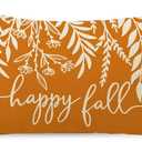 Happy Fall Lumbar Decorative Throw Pillow Cover 12 x 20, Autumn Leaves Orange Rectangle Cushion Case Decor, Farmhouse Thanksgiving Home Decoration for Sofa Couch