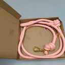 5FT No Pull Dog Leash for Medium Large Dogs - Rope Leash with Non Slip Handle & Metallic Golden-Toned Carabiner Clip (Light Pink) (3/8 Inch)