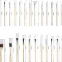 Paint Brushes Set of 24 Pieces Wooden Handles Brushes with Canvas Brush Case, Professional for Oil, Acrylic and Watercolor Painting