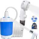 Portable Camping Shower Outdoor Camp Shower Pump, Upgrade Rechargeable Electric Shower Pump with Intelligent Digital Display Multiple Spray Modes for Camping, Hiking, Traveling, RV (Blue)