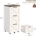 Halitaa 3 Drawers Tall Farmhouse File Cabinet with Wheels, Rustic White | Halitaa Vertical Filing Cabinet Fits Letter/A4 Size, Rolling File Cabinet Wooden Printer Stand for Home Office, 15.75"D x 15.75"W x 38.43"H