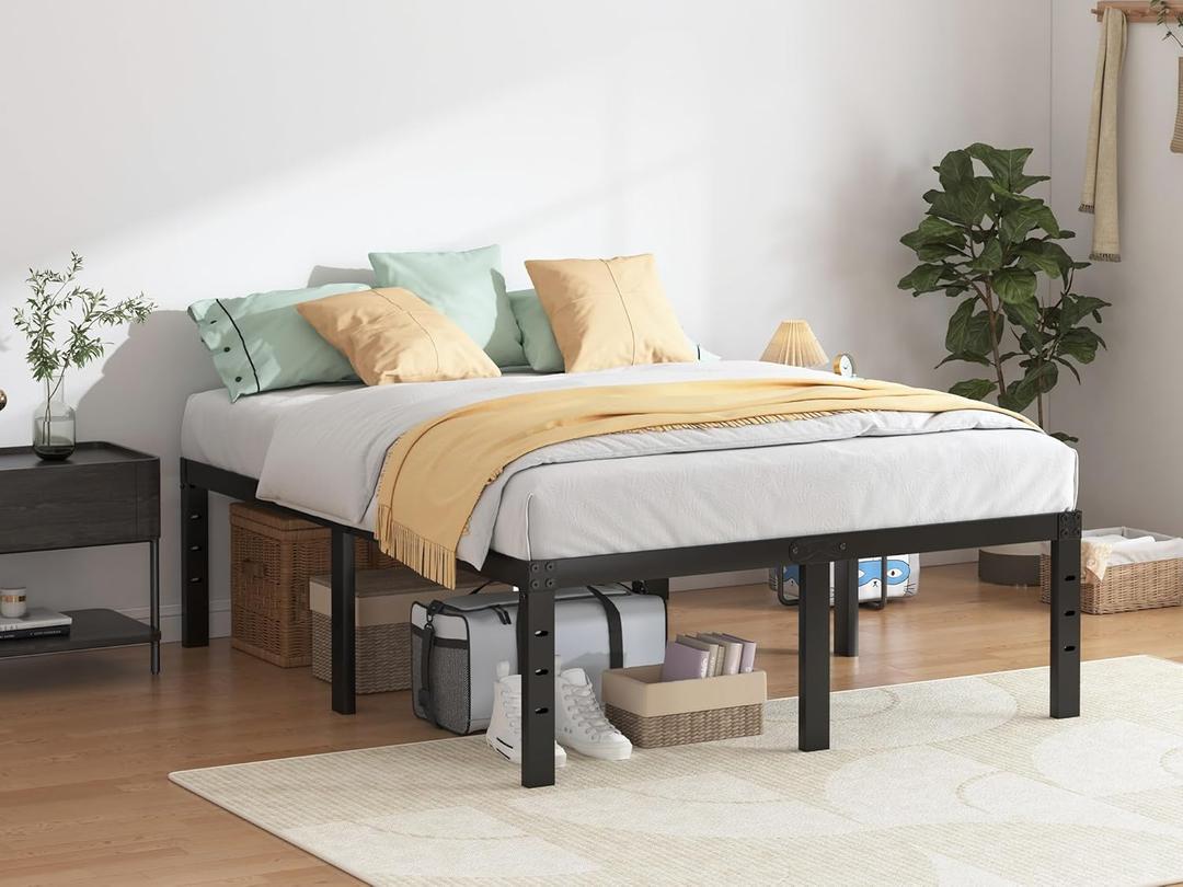 King Size Bed Frame - 18 in Sturdy Platform Bed Frame King, Heavy Duty Metal Bed Frame No Box Spring Needed, Quick & Easy Assembly, No Noise, Black
