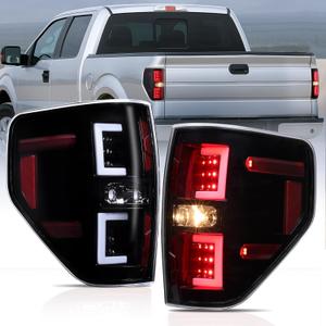 Nilight Taillight Assembly Compatible with 2009 2010 2011 2012 2013 2014 Ford F150 Incandescent Type Styleside Upgrade LED Tube tail lights; Rear Brake Lamps