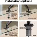 Single Monitor Mount Stand - Full Motion Articulating Arm with Gas Spring,17-32 inch Computer Screen Mount, VESA 75x75/100x100, Clamp/Grommet Base, Adjustable Stand & Tilt & Swivel(Black)