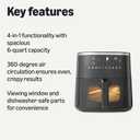 Amazon Basics 6-Quart Air Fryer with Easy View Window, 8 Preset Menus, 1550W, Black