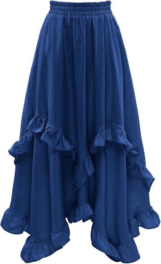 Bridesmay Women's Renaissance Festival Costume A-Line Asymmetrical Maxi Skirt with Ruffle Hem 2026 XXL