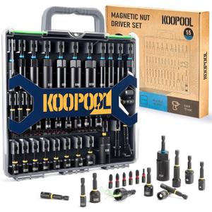 Magnetic Socket Set for Impact Driver & Drill, Nut Driver Bit Set with Socket Adapters, Quick Release Extension, SAE Metric Sizes, Storage Case (55pcs Assorted)