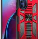 Moto G Stylus 2022 Case with Screen Camera Protector, Drop-Tested Camouflage Cover Thin and Slight Built-in Kickstand Protection Case for G Stylus 2022 Case Red