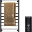 JSLOVE Towel Warmer Wall Mounted Heated Towel Racks with Built-in Timer, Plug-in/Hardwired Stainless Steel Hot Towel Rack, Heated Drying Rack Brushed Polish (Black, 12 Bars)