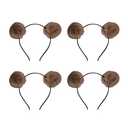 Elaine Room Headband Bear Ears Soft Ball Cute Fashion Pom Pom Halloween Christmas Party for Girls Boys Adults (2 set)