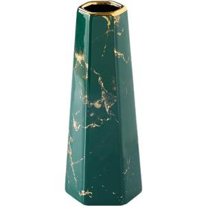 8inch Green Gold Finish Marble Ceramic Flower Vase Home Decor Vase and Table Centerpieces Vase - Ideal Gifts for Friends and Family, Christmas, Wedding, Bridal Shower