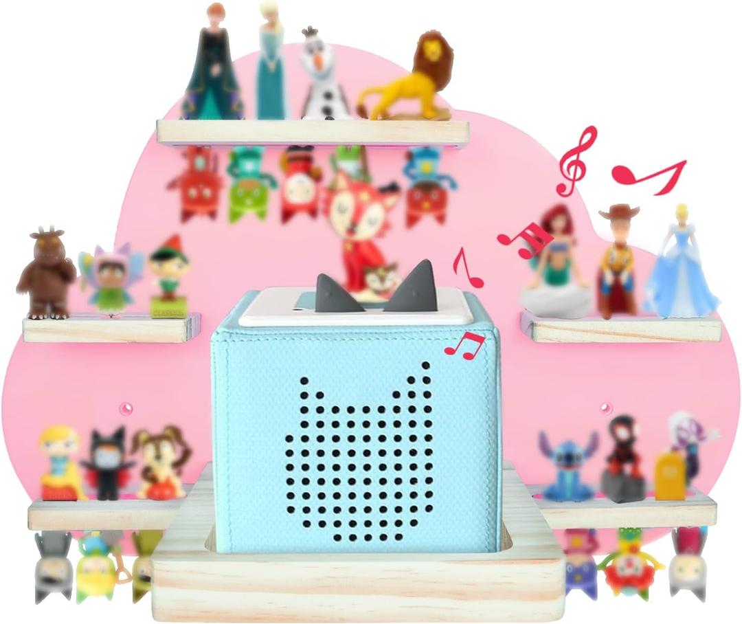 for Tonies Magnetic Floating Shelf, for Toniebox Figures Storage Display Shelf, Cloud-Shaped Wooden Kids Room Decor Easy Install Wall-Mounted Nursery Organizer, Pink