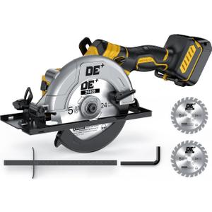 Brushless Cordless Circular Saw, for DeWalt 20V Max Battery, 6-Inch Aluminum Alloy Blade, 5900 RPM, 4.2 Lbs Lightweight, Cutting Depth 2-1/20" (90), 0-90 Bevel, Hex Wrench, Rip Guide, for Wood, PVC
