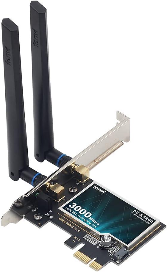 FENVI AX3000 WiFi 6 PCIe Card WiFi6 AX200 Desktop PCI-E Wireless Adapter WPA3, Bluetooth 5.2,Dual Band 3000Mbps WiFi 802.11ax PCIE-AX3000 Network Card MU-MIMO Gigabit WLAN for PC Windows 10,11 64 bit