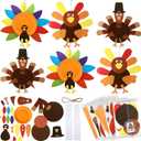 Harloon 6 Set Thanksgiving Turkey Craft Kits DIY Make a Turkey Art 13"-17" Large Thanksgiving Hanging Ornaments Decorations Fall Party Favors