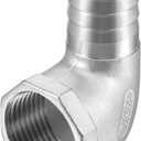 uxcell 304 Stainless Steel Hose Barb Fitting Elbow, 25mm Barbed x 1" NPT Female Pipe Connector Adapter for Water Fuel Air