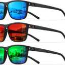 STORYCOAST Polarized Sunglasses for Men Women Classic Square Sports Fishing Running Golf Sun Glasses UV Protection (3pack-blue+red+green)