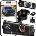 360 4-Channel Dash Cam 4K+1080P*3 FHD, Front Rear Inside Left Right Car Camera, 5GHz WiFi App Control, 8 IR Lamps Night Vision, 24H Parking Mode, G-Sensor, Loop Recording, 64GB SD Card Included