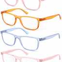 Reading Glasses for Men +1.25 Large Oversized Square Men's Readers 4 Pack Lightweight Wide Cheaters Glasses w/Spring Hinges