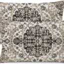 Waterproof Throw Pillow Covers 12X20 Inch Set of 2 Bohemian Vintage Carpet Pattern Black Grey Ethnic Design Decorative Farmhouse for Couch Garden Balcony (Boho-5-3)