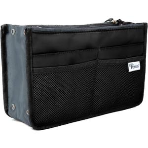Periea Chelsy Purse Organizer Insert with Handles & 13 Pockets - 3 Sizes (Black, Small)