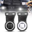 BUNKER INDUST Dodge Ram LED Fog Lights with Daytime Running Lights Set,1 Pair Clear Lens Fog Lamps Replacement for 1994 1995 1996 1997 1998 1999 2000 2001 2002 Dodge Ram 1500 2500 3500