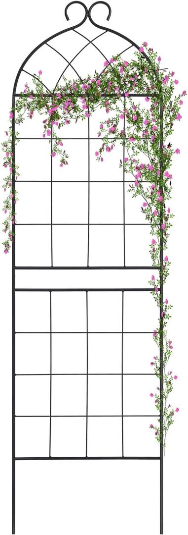 SCENDOR 1 Pack Garden Trellis 71" H x 19.7" W for Climbing Plants Support Rustproof Metal Iron Rose Trellis for Vines Flower Cucumbers Plant Stand Black