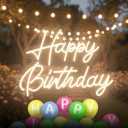 Happy Birthday Neon Letter Sign, Acrylic LED Letter Sign, Lighted Letter Sign, Light Up Letters, Neon LED Signs for Wall Decor, Birthday Party Backdrop, Bedroom & Holiday Decor Gifts (Warm White, 22x16.9 Inch)