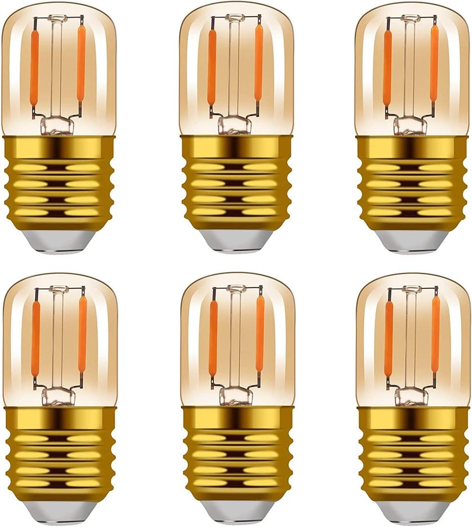 1W Low Wattage LED Edison Night Light Bulbs Warm,T28 Mini Vintage Light Bulb 10W Incandescent Equal,E26 Medium Screw Base Bulb for Oven Bulbs Decoration 6 Pack
