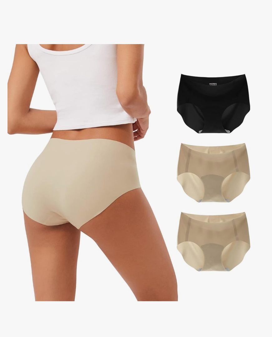 INNERSY Women's Seamless No Show Hipster Panties Invisible Light Underwear 3-Pack XL