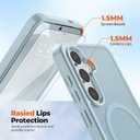SUPFINE Magnetic for Samsung Galaxy S24 Case / S25 Case with Screen Protector, (Built-in Magnets) (Military Grade Drop Protection) Slim Translucent Shockproof Phone Case,Sliver Blue