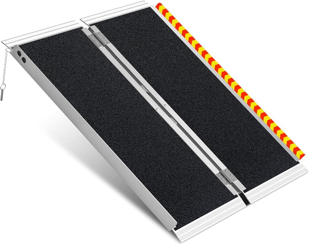4FT Wheelchairs Ramp,Compact Accessibility Ramp, Multi-Purpose Ramp Perfect for Wheelchairs, Shopping Carts, Picnic Carts Bicycles & Small Vehicles | 660LBS Weight Capacity, Non-Slip, Foldable (4FT(Using height 4-12 inch))