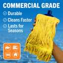 Screw On Cotton Mop Head Replacement Refill, Heavy Duty String Mop Head for Boat, Deck, Floor, Home, Car, and RV Cleaning, Durable and Absorbent Design