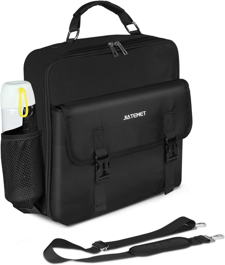 3 Ring Zipper Binder 500-Sheet Zipper Binder Adjustable Shoulder Strap & Handle for 14 Inch Laptop for School and Office (Black)
