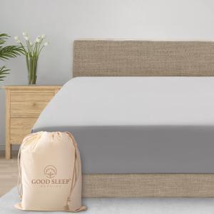 Good Sleep Bedding Luxury 800 TC Sateen Weave, 100% Egyptian Cotton Full Size Fitted Sheet with 16" Deep Pocket - Light Grey