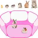 Amakunft Small Animal Playpen, Pop-Up Portable Play Yard for Guinea Pigs, Rabbits, Hamsters, Hedgehogs, Foldable Exercise Fence with Breathable Mesh for Indoor Outdoor Use
