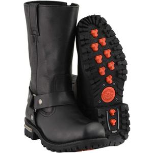 Milwaukee Leather Men's Wide-Width Classic Black Leather 11-Inch Square Toe Motorcycle Harness Boots MBM131W
