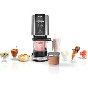 Ninja NC301 CREAMi Ice Cream Maker, for Gelato, Mix-ins, Milkshakes, Sorbet, Smoothie Bowls & More, 7 One-Touch Programs, with (2) Pint Containers & Lids, Compact Size, Perfect for Kids, Silver