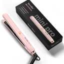 Terviiix Mini Flat Iron Hair Straightener, Adjustable Temperature, Travel-Size, 1/2" Ceramic Plates, Dual Voltage, Auto-Off, Pink (Light Pink)