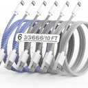 Set of 3, Apple MFi Certified 6Pack iPhone Charger 3/3/6/6/6/10FT Lightning Cable Fast Charging iPhone Charger Cord Nylon Braided for iPhone14/13/12/11Pro Max/XS MAX/XR/XS/X/8/7Plus iPad AirPods