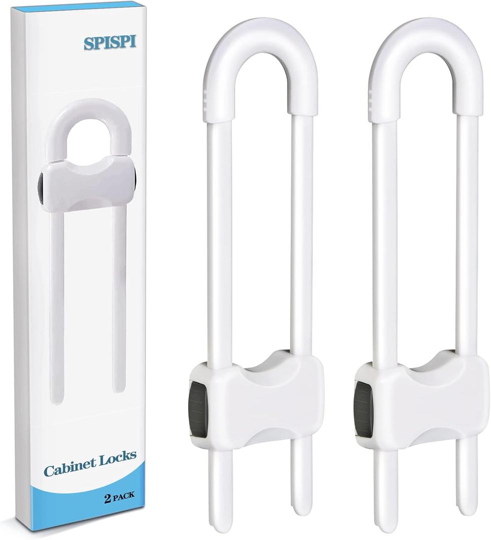 Baby Proofing Cabinets,Cabinet Locks for Babies,U-Shaped Child Locks for Cabinets, Child Proof Cabinet Latches,Child Safety Cabinet Locks with Adjustable by SPISPI (Pack of 2)
