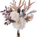 Artificial Flowers Fall Decor Wedding Bouquet, Silk Dahlia Fake Flowers for Dining Table Decor Centerpieces, Wedding Bridal DIY Bouquet Halloween Christmas Home DcorRetro (11 x 16in)