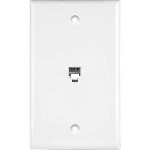 ENERLITES RJ11 Telephone Jack Wall Plate by 1-Gang, Standard Size, White, 6-Position 4-Conductor, Single Port 2-Line Support 6611-W, White