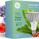 GE Grow LED Light Bulb, PAR38 Flood Light, Indoor LED Grow Lights for Flowers and Fruit, Advanced Red Light Spectrum, 25,000 Hour Lifespan, 50 PPF, 1 Pack (Packaging May Vary)