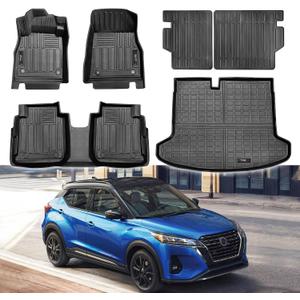 Yonugli Floor Mats Trunk Cargo Liner and Backrest Mat for Nissan Kicks 2018-2024 All Weather TPE Rubber Protection Mats Accessories (Full Set)