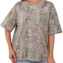 Eutten Womens Camo Shirt Maple Leaf Print Summer Tops Short Sleeve Oversized Crewneck T Shirts Loos Fit Graphic Tee (Brown, L)