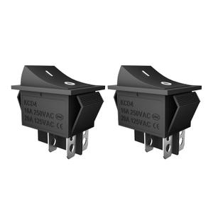 QTEATAK 2PCS KCD4 DPST Boat Rocker Switch Momentary ON Switch, 4-Pin 2-Position Self-Reset (ON)-Off Switch, Snap-in Black Boat Rocker Switch, 16A/250VAC 20A/ 125VAC, CE