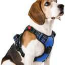 Rabbitgoo Dog Harness Medium Sized, No Pull Pet Harness with 3 Buckles, Adjustable Soft Padded Vest with Control Handle, Walking Reflective Pet Vest for Medium Dogs, Blue, M